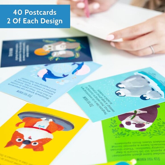 40 Animal Fun Fact Postcards Bulk Pack for Kids Student Friends & Teachers - Picture 2 of 6